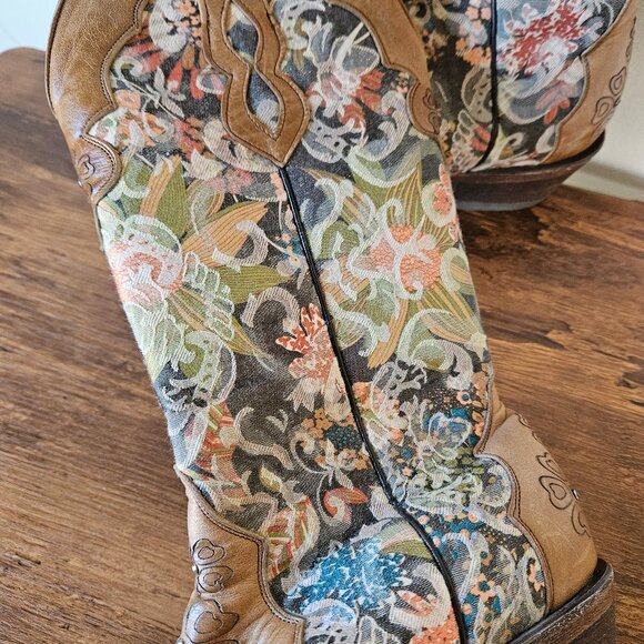 Vintage Pecos Bill Y2K Floral Tapestry Western Boots 6.5 - Picture 4 of 11